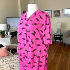 💖 Women's Plus Size 3X Pink Fabletics Satin Button Down Loungewear Top